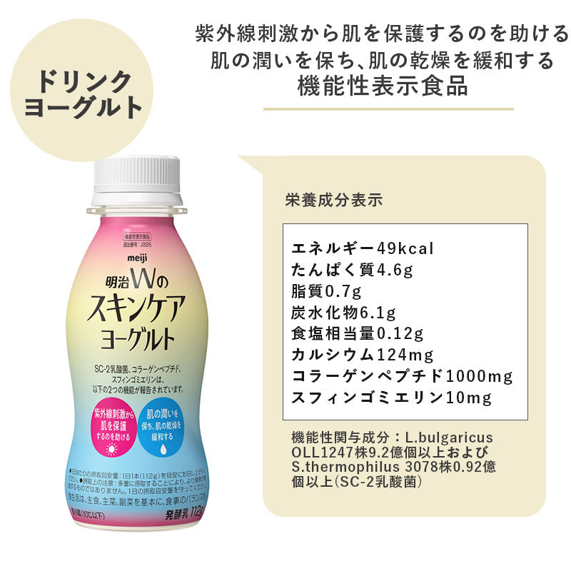 明治Ｗのスキンケアヨーグルト ドリンクタイプ112ml×12本 セット【本州送料無料】飲むヨーグルト 乳酸菌飲料 まとめ買い 明治 meiji 紫外線対策 乾燥対策