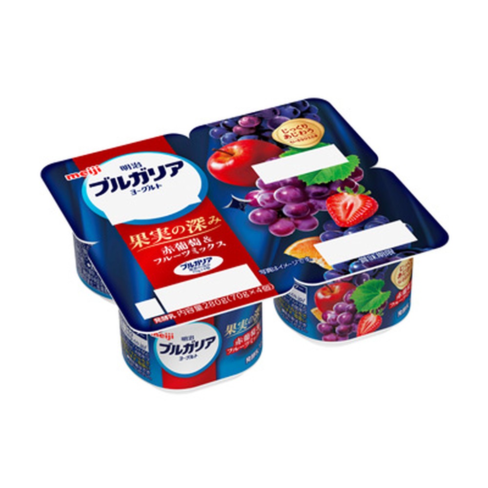 ブルガリアヨーグルト 果実の深み 赤葡萄＆フルーツミックス 70g×4個×6セット 明治 meiji まとめ買い 乳酸菌 カップヨーグルト 新商品